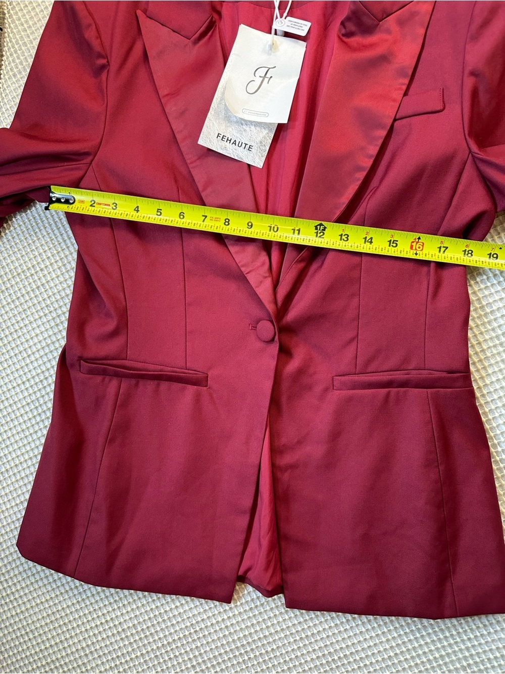 Fehaute Women Wine Red Lapel Collar Long Sleeve Dressy Blazer Size 12 NEW NWT - Picture 8 of 9
